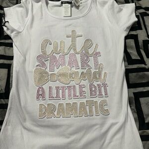 Cat & Jack White Tee with Pink and Gold Text